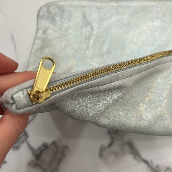 COPY - American apparel leather clutch. Silver large, 16X12 - Picture 2 of 5